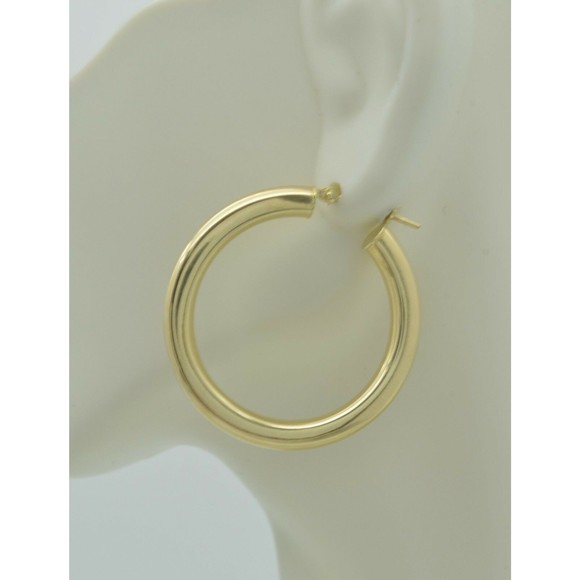 10k Solid Yellow Gold "Large" Plain Round Hoop Earrings 35mm x4MM 3.6GR